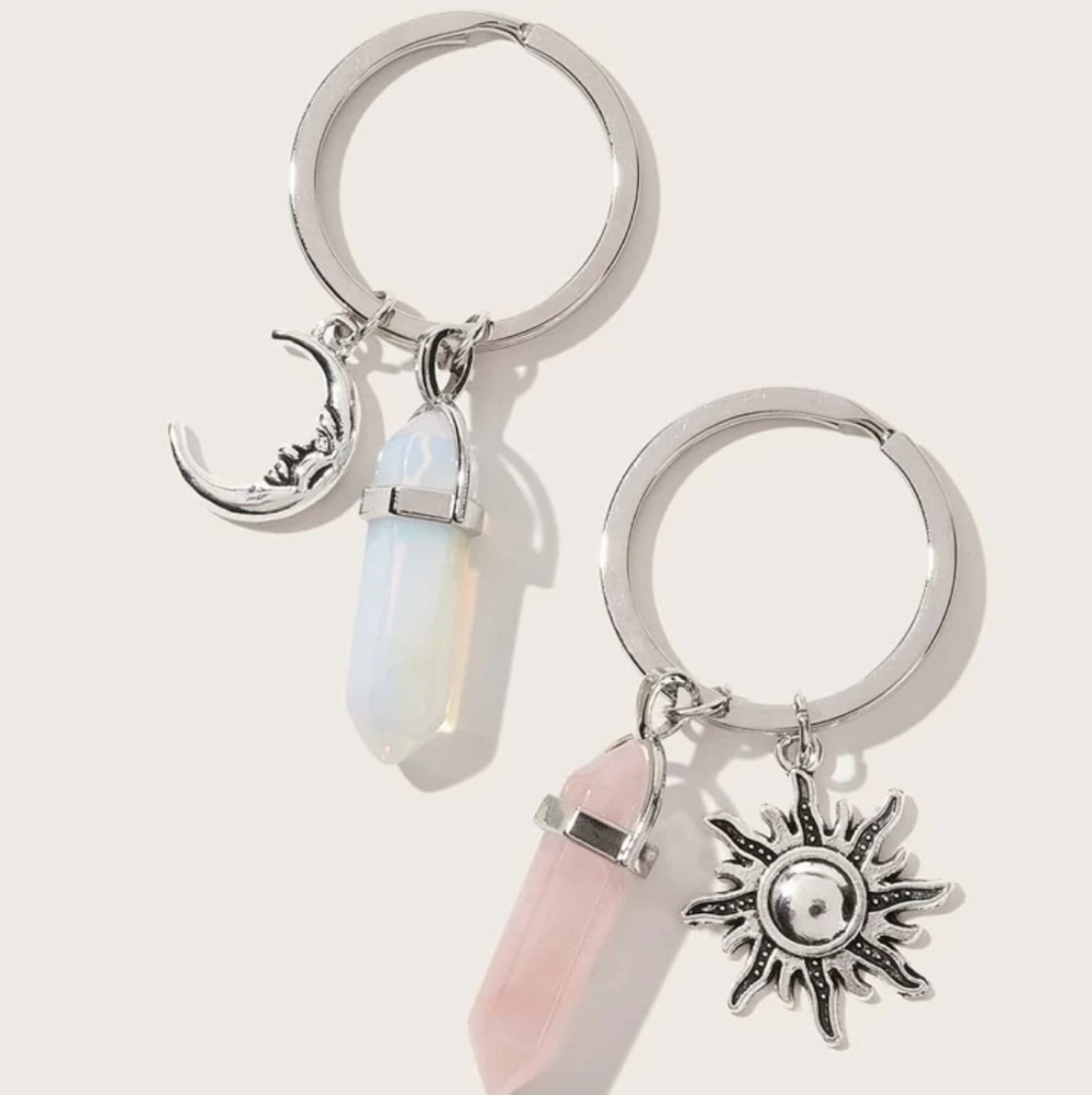 Set of 2 Sun and Moon Keychain Set.